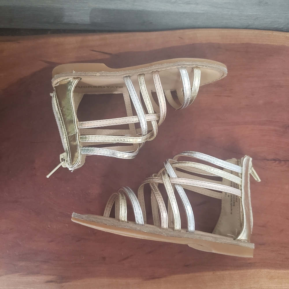 Tucker + Tate Metallic Gold/Silver Strappy Sandals Size 8M - Picture 8 of 12